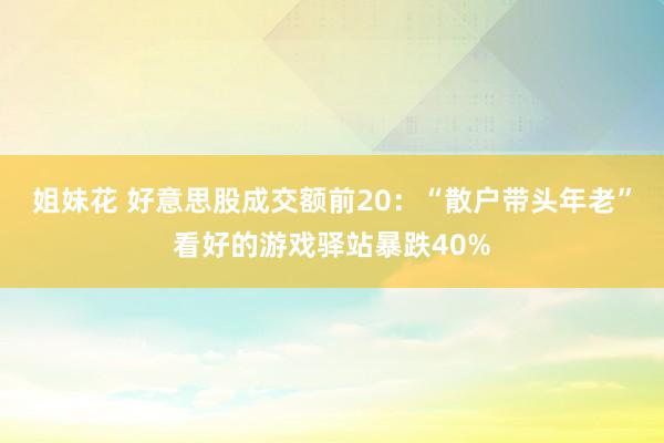 姐妹花 好意思股成交额前20：“散户带头年老”看好的游戏驿站暴跌40%