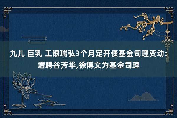 九儿 巨乳 工银瑞弘3个月定开债基金司理变动：增聘谷芳华,徐博文为基金司理