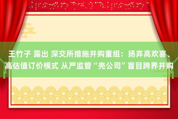 王竹子 露出 深交所措施并购重组：扬弃高欢喜、高估值订价模式 从严监管“壳公司”盲目跨界并购