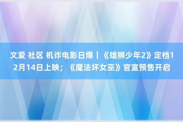 文爱 社区 机诈电影日爆｜《雄狮少年2》定档12月14日上映；《魔法坏女巫》官宣预售开启
