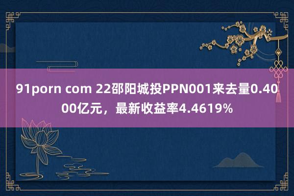 91porn com 22邵阳城投PPN001来去量0.4000亿元，最新收益率4.4619%