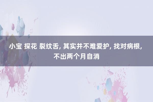 小宝 探花 裂纹舌, 其实并不难爱护, 找对病根, 不出两个月自消
