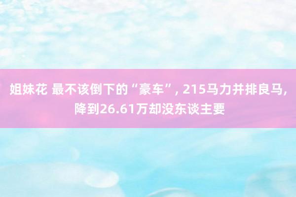 姐妹花 最不该倒下的“豪车”, 215马力并排良马, 降到26.61万却没东谈主要