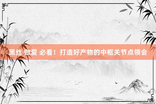 黑丝 做爱 必看！打造好产物的中枢关节点领会