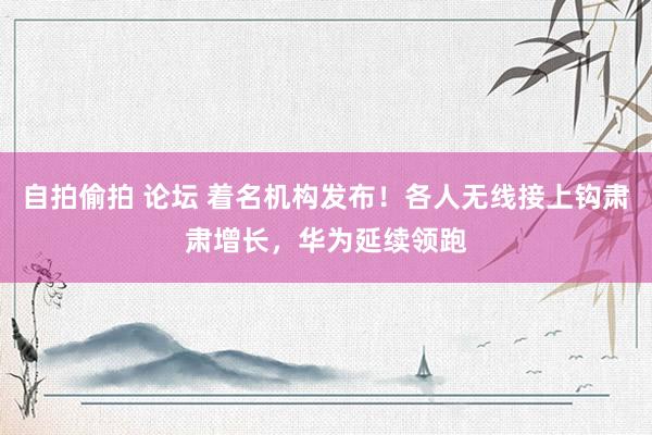 自拍偷拍 论坛 着名机构发布！各人无线接上钩肃肃增长，华为延续领跑