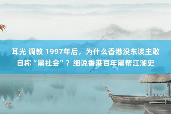 耳光 调教 1997年后，为什么香港没东谈主敢自称“黑社会”？细说香港百年黑帮江湖史