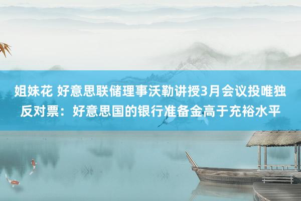 姐妹花 好意思联储理事沃勒讲授3月会议投唯独反对票：好意思国的银行准备金高于充裕水平