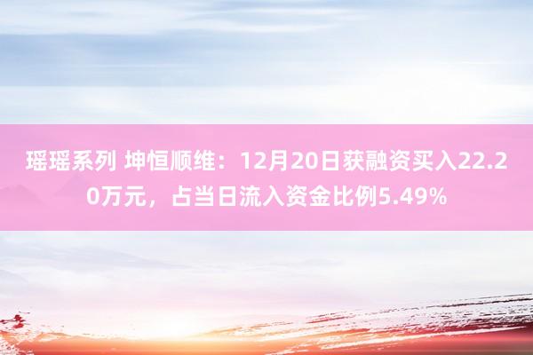 瑶瑶系列 坤恒顺维：12月20日获融资买入22.20万元，占当日流入资金比例5.49%