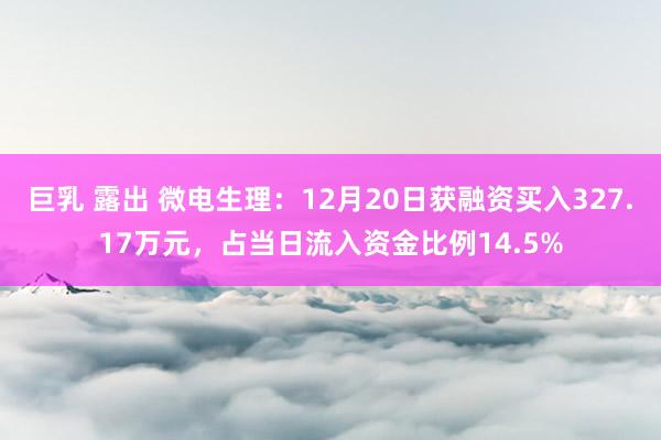 巨乳 露出 微电生理：12月20日获融资买入327.17万元，占当日流入资金比例14.5%