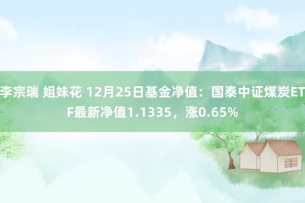 李宗瑞 姐妹花 12月25日基金净值：国泰中证煤炭ETF最新净值1.1335，涨0.65%