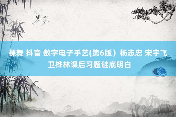 裸舞 抖音 数字电子手艺(第6版）杨志忠 宋宇飞 卫桦林课后习题谜底明白