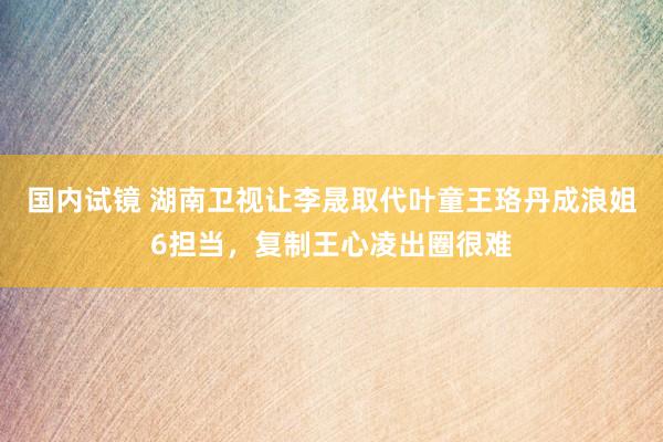 国内试镜 湖南卫视让李晟取代叶童王珞丹成浪姐6担当，复制王心凌出圈很难