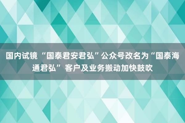 国内试镜 “国泰君安君弘”公众号改名为“国泰海通君弘” 客户及业务搬动加快鼓吹