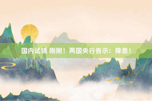 国内试镜 刚刚！两国央行告示：降息！
