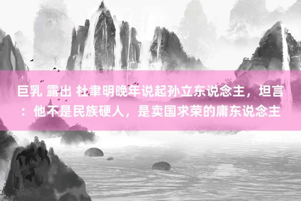 巨乳 露出 杜聿明晚年说起孙立东说念主，坦言：他不是民族硬人，是卖国求荣的庸东说念主