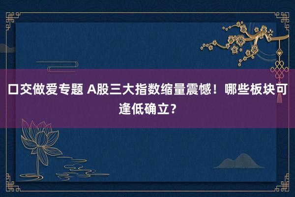 口交做爱专题 A股三大指数缩量震憾！哪些板块可逢低确立？