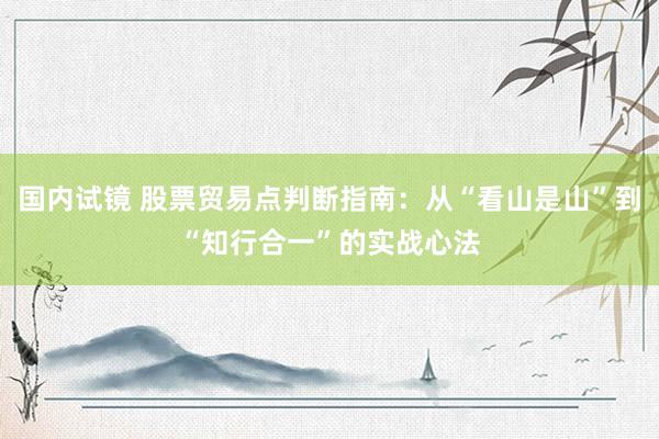 国内试镜 股票贸易点判断指南：从“看山是山”到“知行合一”的实战心法