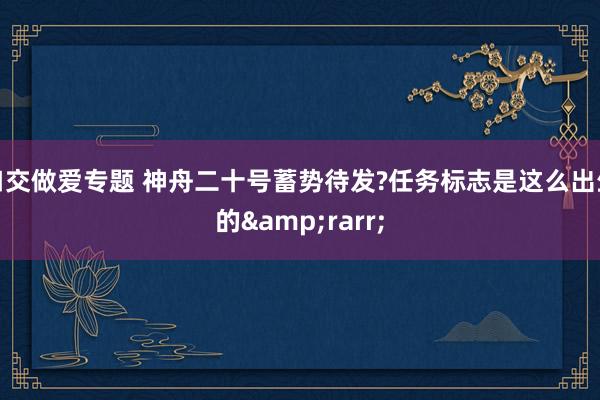 口交做爱专题 神舟二十号蓄势待发?任务标志是这么出生的&rarr;