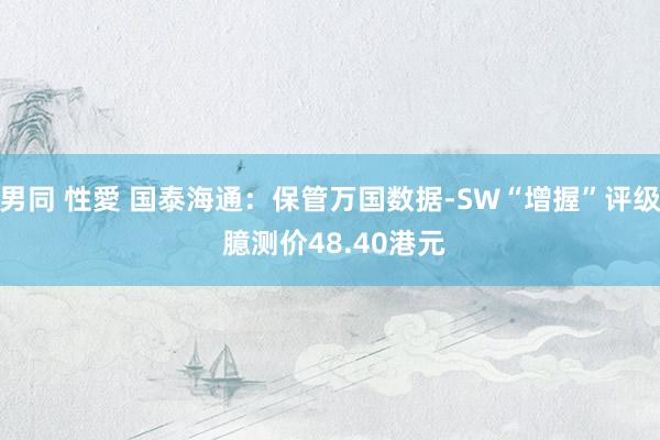 男同 性愛 国泰海通：保管万国数据-SW“增握”评级 臆测价48.40港元